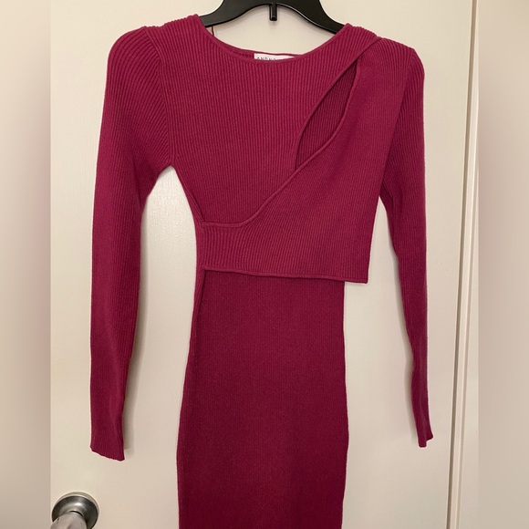 Ribbed Bodycon Midi Dress Pink - Picture 4 of 7